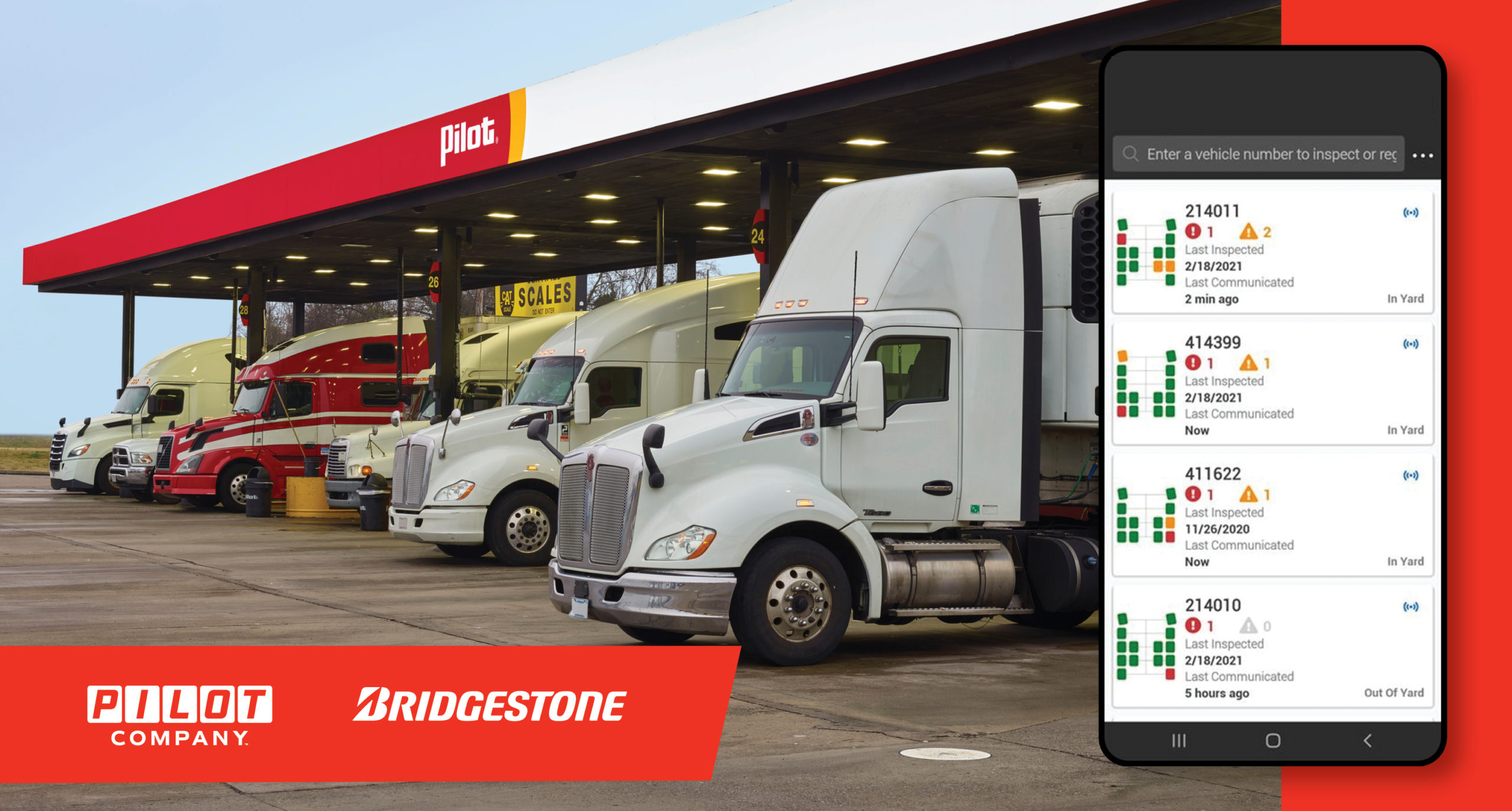 Featured image for “Pilot Company and Bridgestone launch national fleet tire monitoring and service network after testing technology in Knoxville”